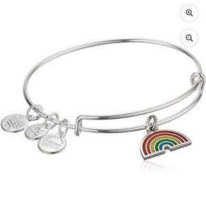 Alex and Ani Silver Bangle with Colorful Rainbow Charm